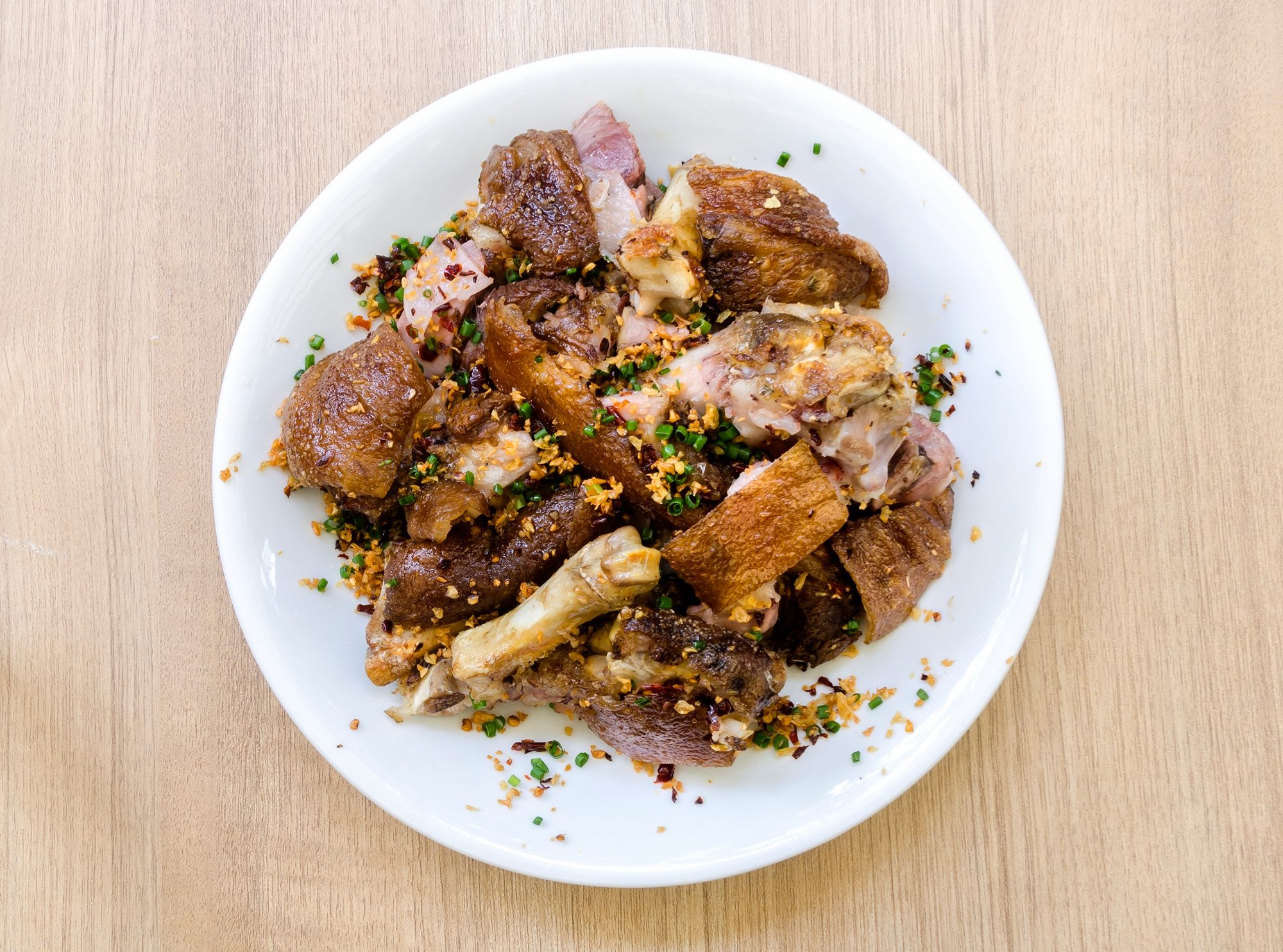 Crispy Pata with Garlic-Chili Bits